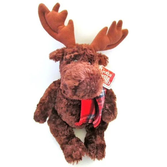 Vintage GUND Reindeer Maximus 44268 Plus Collection - Red Plaid Scarf  Tag Lovey - Picture 2 of 6